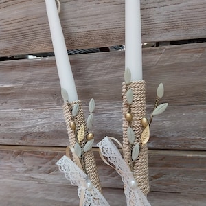 Olive wedding candles set-Greek Olive wedding-Orthodox wedding set-olive wedding lambades