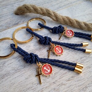 Nautical martyrika-Luxury Key chains Favors Gold-red and blue martyrika-anchor martirika-navy baptism favor image 8