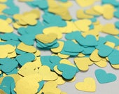 Turquoise Confetti - Turquoise and Gold Heart Confetti - Turquoise Wedding Confetti - Turquoise Baby Shower Decorations