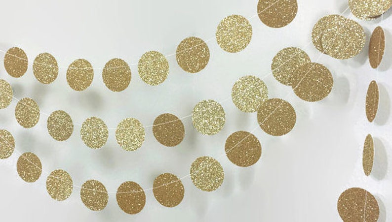 Gold Circle Garland Gold Wedding Decor Gold Glitter | Etsy