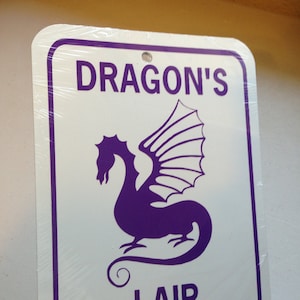 Dragon&#39;s Lair Funny Sign 6x8 inch Aluminum metal room sign