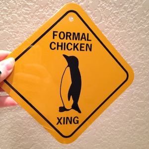 Formal Huhn Xing Lustiges Zeichen Pinguin Crossing 6x6 Zoll Aluminium Metall Meter Hausschild