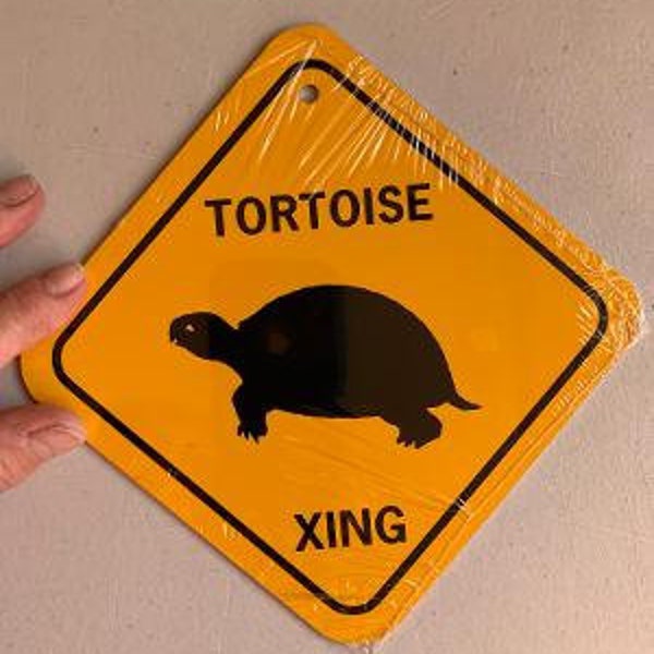 Tortoise  Xing   6x6 inch funny Aluminum metal yard house garden sign