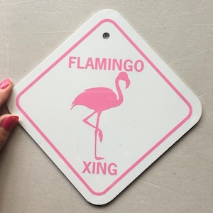 Flamingo xing lustige Zeichen 6 x 6 Zoll Aluminium Metall Hof Haus Zeichen