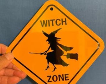 Witch Zone   Halloween Decor  Funny Sign 6x6 inch Aluminum metal room sign