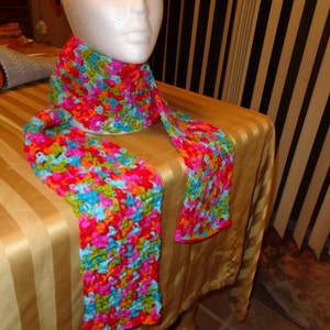 Rainbow colored Handmade Crochet Scarf