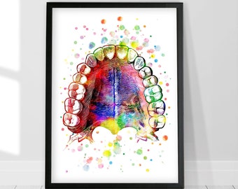 Dental Art Print, Gift for Dentist, Mouth Anatomy, Palate and Teeth, Dentistry Wall Art