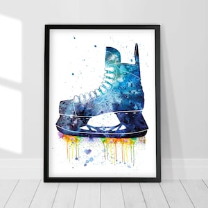 Hockey Art Print, Ice Skates Print, Ice Hockey art, Ice Hockey Skates, Winter Sports Art, Boys wall decor, Ice Hockey, Sport Gifts for Boys