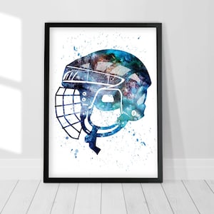 Hockey Wall Art, Hockey Helmet Print, Ice Hockey art, Ice Hockey Helmet, Personalized Hockey Gifts, Winter Sport Art, Sport Gifts for Boys