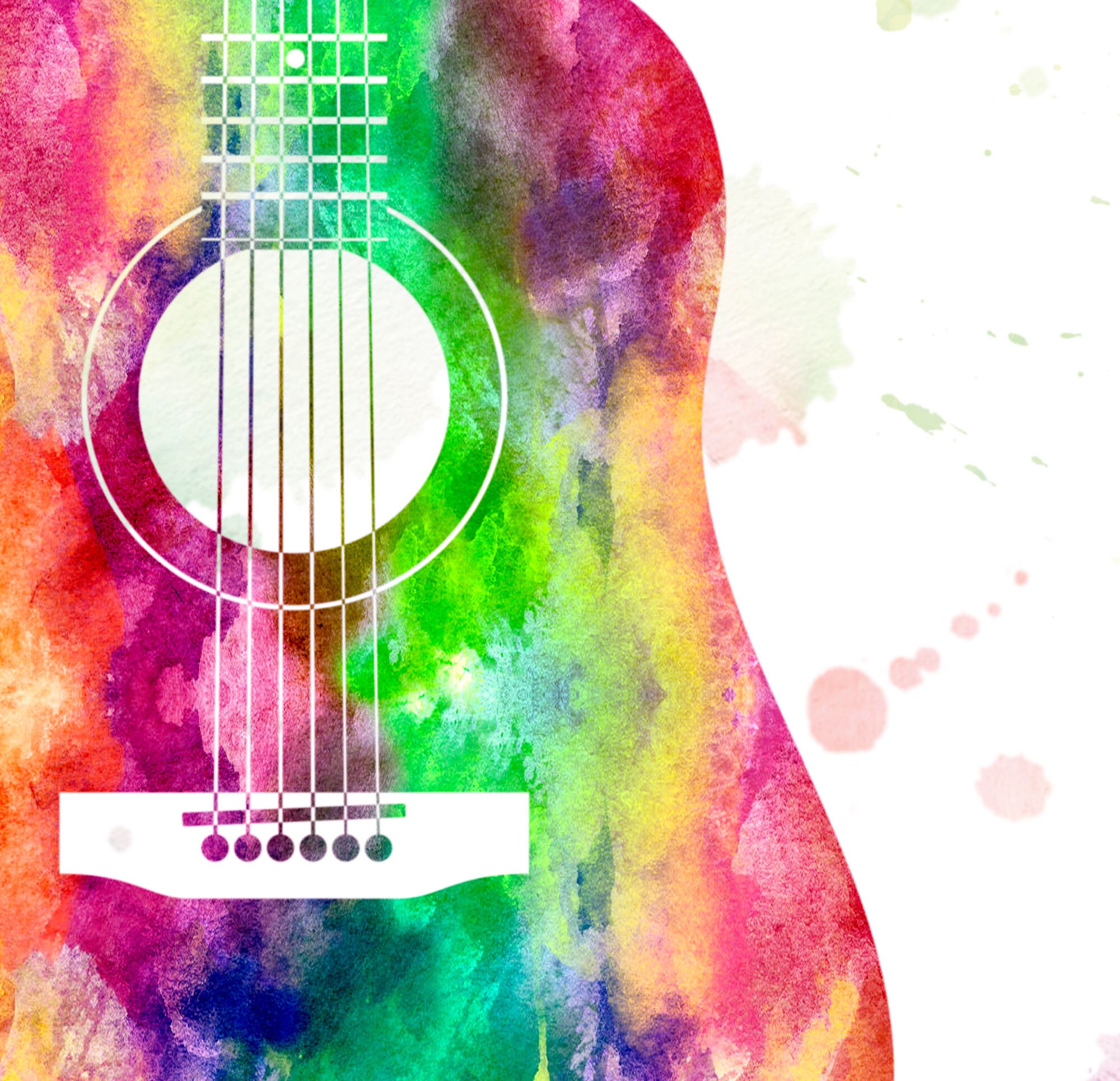 Guitar Watercolor Print Acoustic Guitar Wall Art Music Etsy