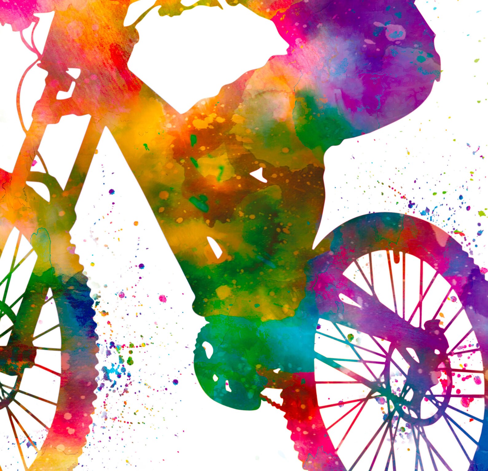 Mountain Bike watercolor printable art Downhill Biker Etsy