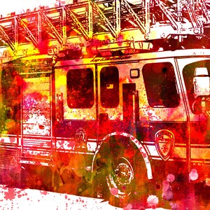 Firetruck Watercolor Print, Fire Truck Painting, Truck Print ...