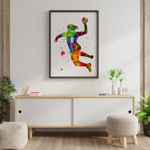 Personalized Handball Girl Player Watercolor Print Poster Gift for Her image 4