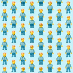 Minifigure Seamless Pattern, Building Blocks Pattern File For Sublimation or Printing, Digital paper, Instant Download, Digital Pattern