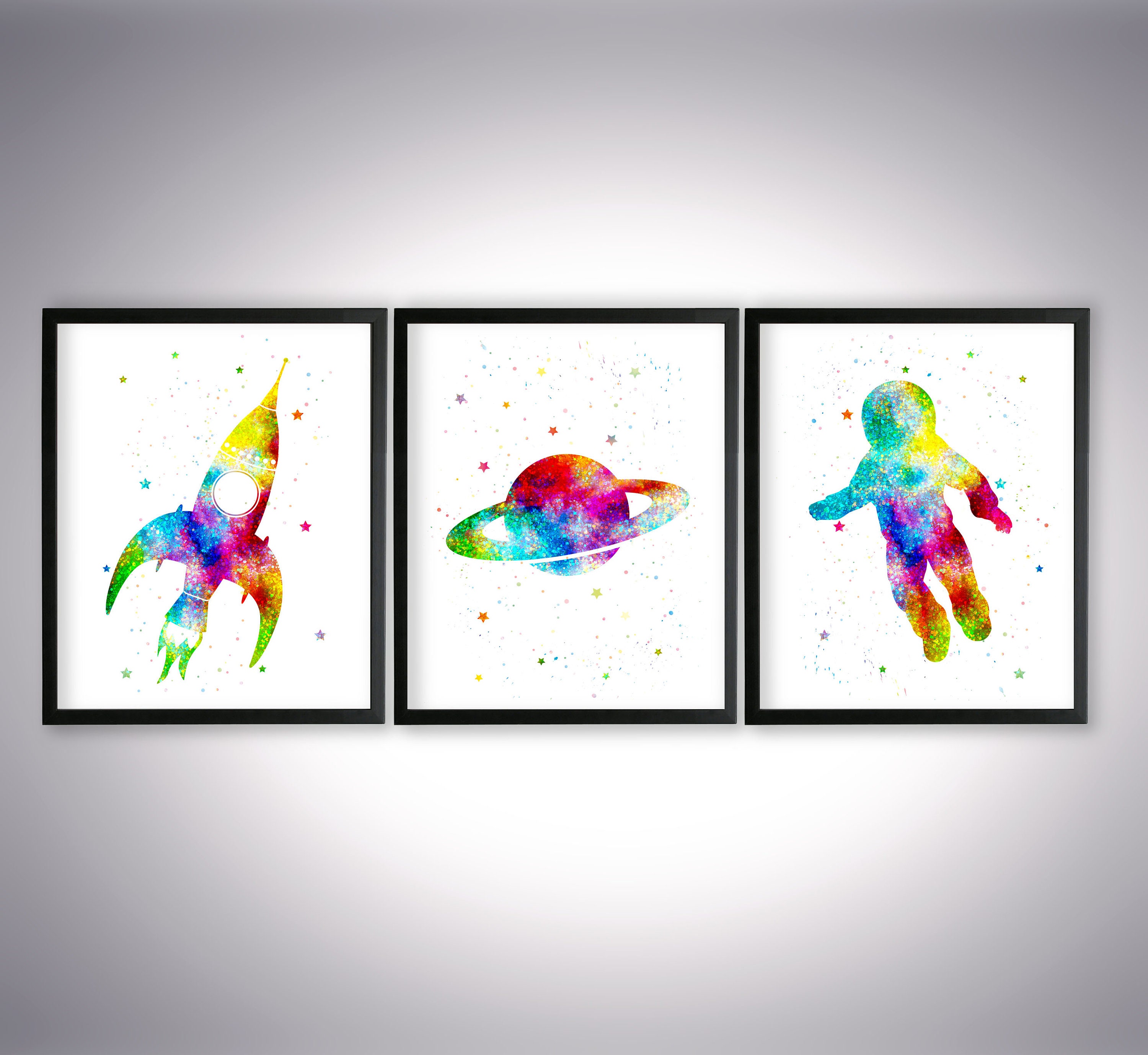 Set of 3 Space Kids Wall Art Outer Space Printables Nursery | Etsy