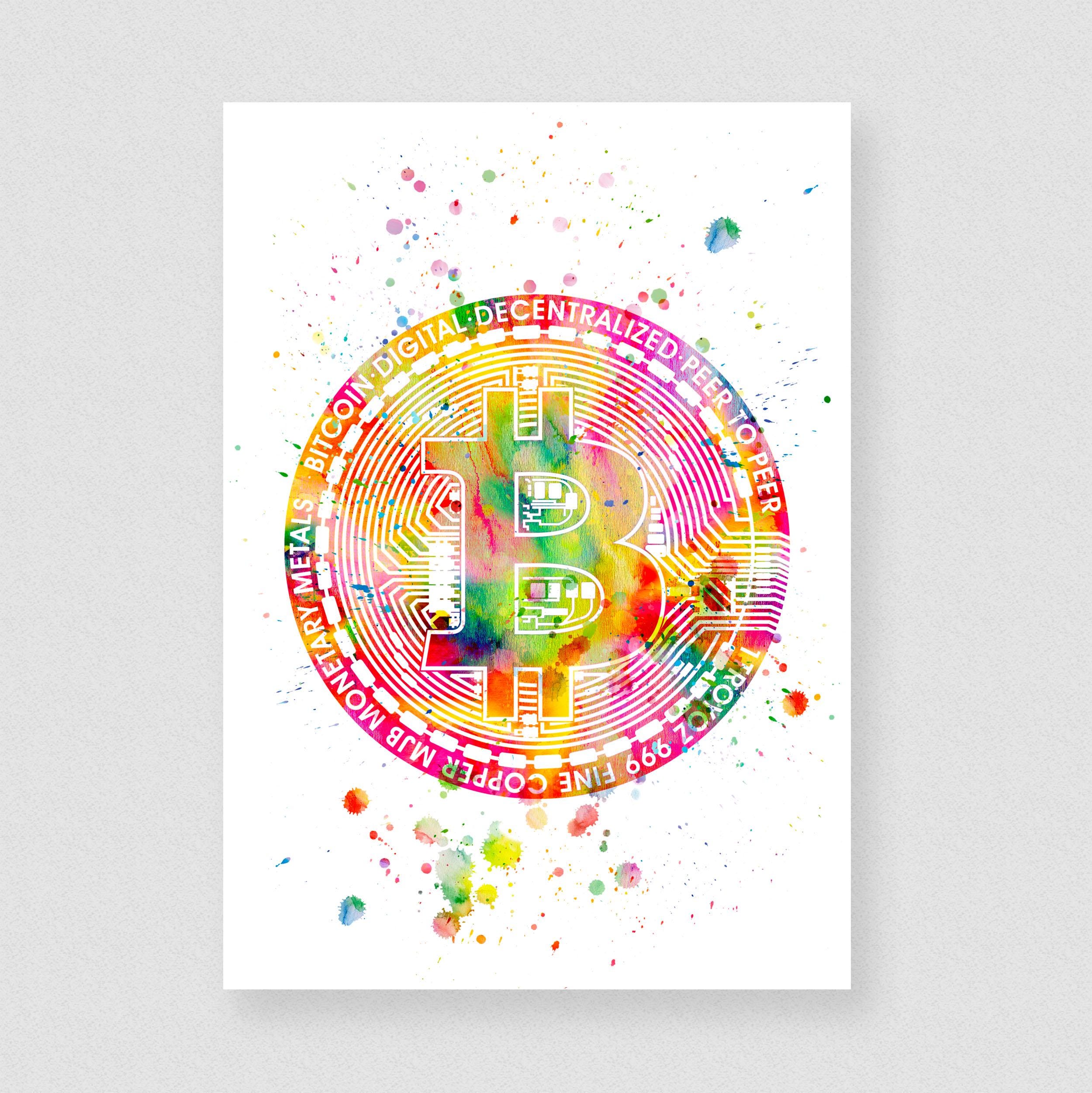 Bitcoin Kunstdruck: Farbenfrohes Bargeld, modernes Büro Dekor - Etsy.de