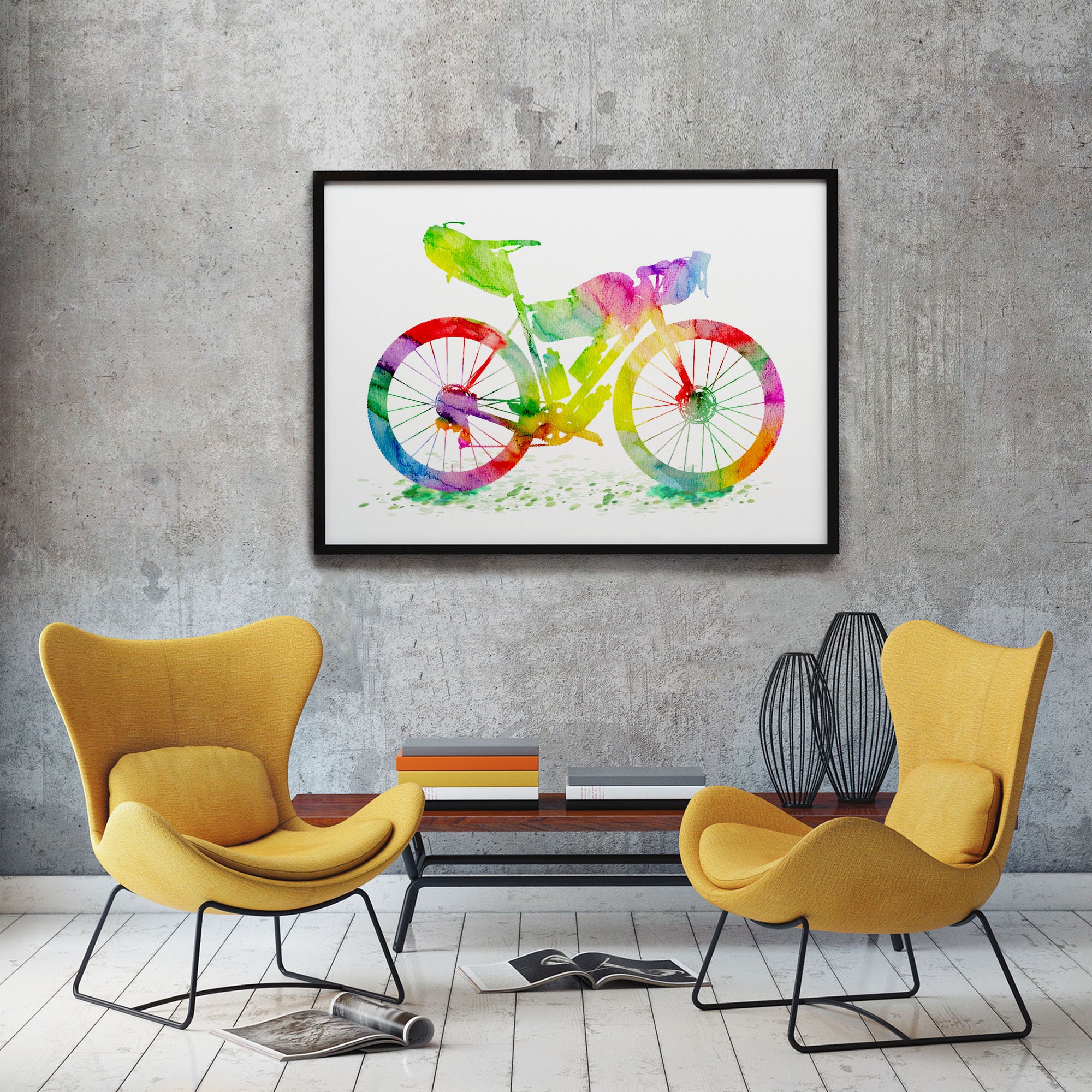 Bikepacking Watercolor Art Bike Touring Art Cross Country Etsy