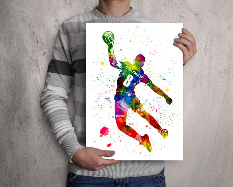 Personalized Handball Poster Player Watercolor Print Poster Gift for ...