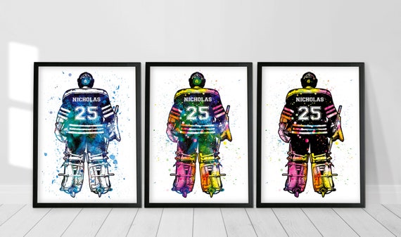 Personalised Hockey Goalie Print, Hockey Personalized Gift, Ice Hockey  Goalie, Custom Hockey Watercolor Art, Hockey Gifts for Boys 