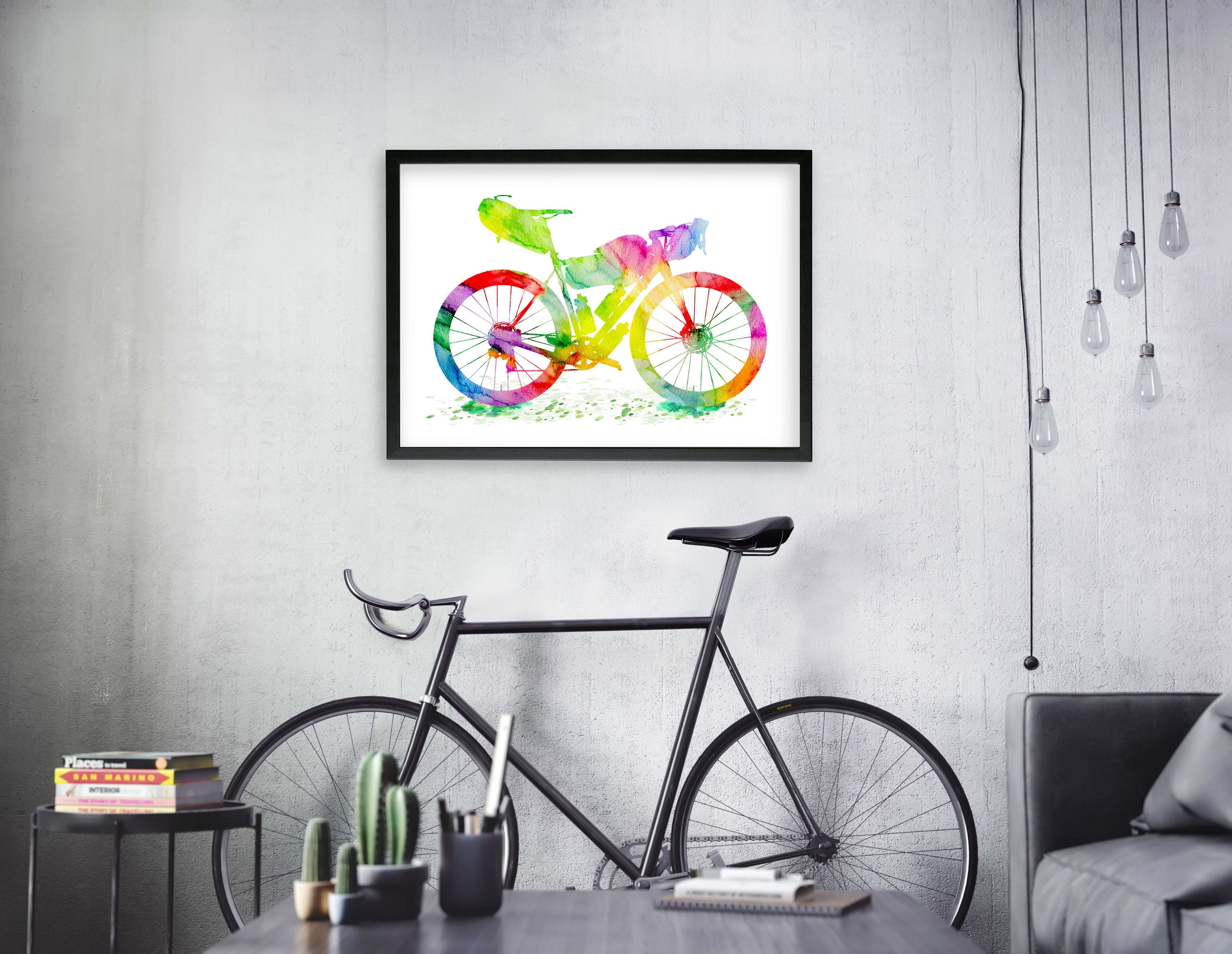 Bikepacking Watercolor Art Bike Touring Art Cross Country Etsy