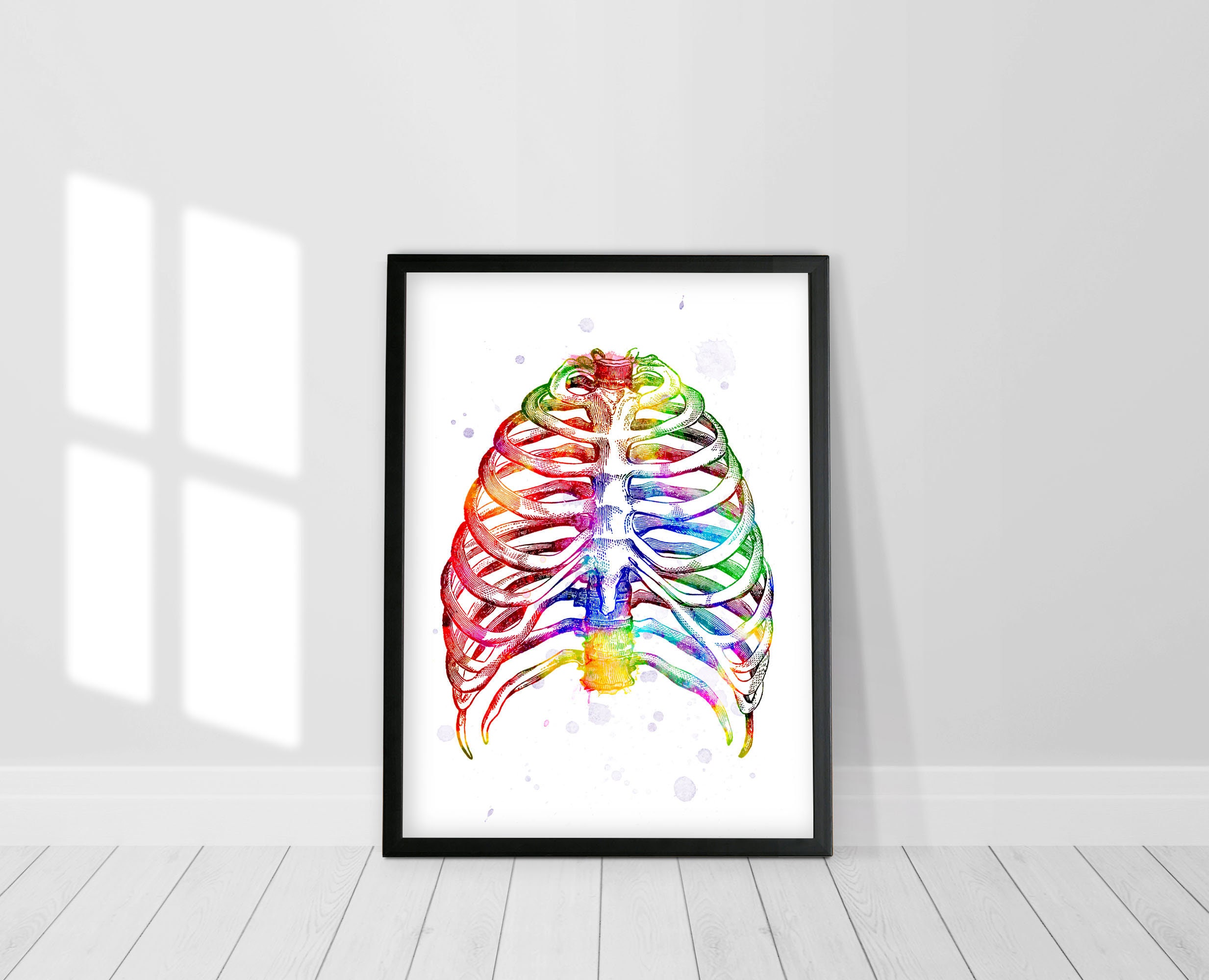 Ribcage Watercolor Print Medical Art Skeleton Medical Art Science Anatomy Art