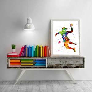 Personalized Handball Girl Player Watercolor Print Poster Gift for Her image 9