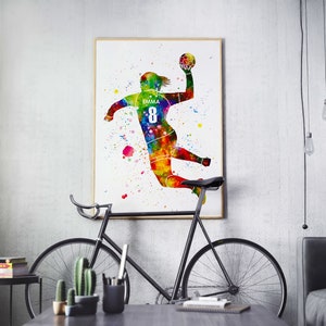 Personalized Handball Girl Player Watercolor Print Poster Gift for Her image 8