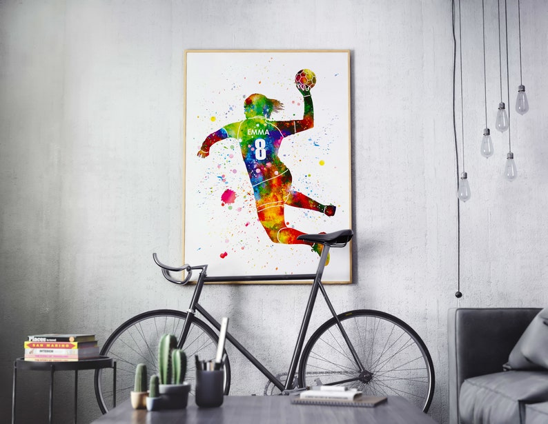 Personalized Handball Girl Player Watercolor Print Poster Gift for Her image 8