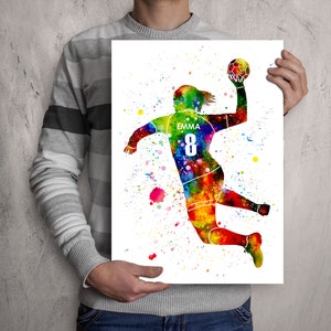 Personalized Handball Girl Player Watercolor Print Poster Gift for Her image 5