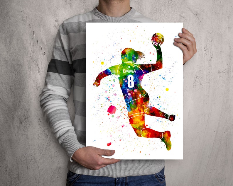 Personalized Handball Girl Player Watercolor Print Poster Gift for Her image 5