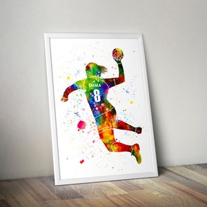 Personalized Handball Girl Player Watercolor Print Poster Gift for Her image 7