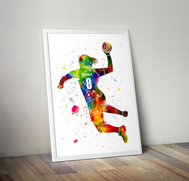 Personalized Handball Girl Player Watercolor Print Poster Gift for Her image 7