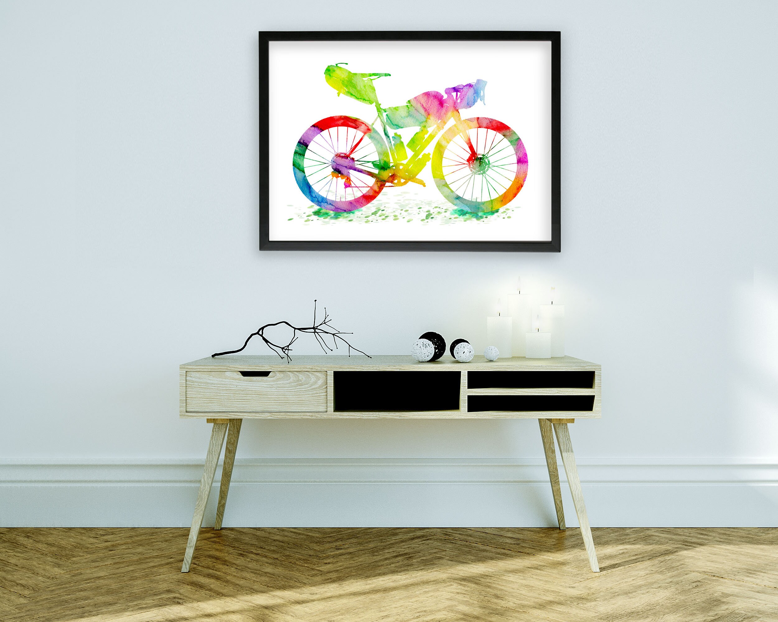Bikepacking Watercolor Art Bike Touring Art Cross Country Etsy