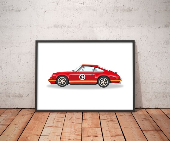 Race Car Print Car Illustration Kids Room Decor Car Print 