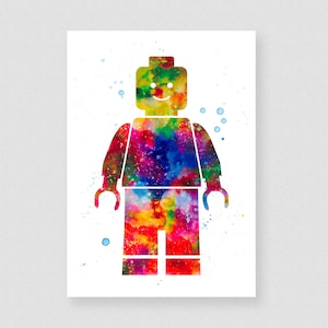 Lego Man Watercolor Giclée Print – Nursery Wall Art