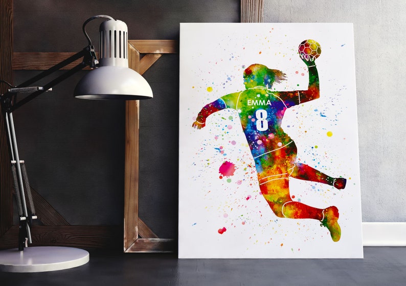 Personalized Handball Girl Player Watercolor Print Poster Gift for Her image 6