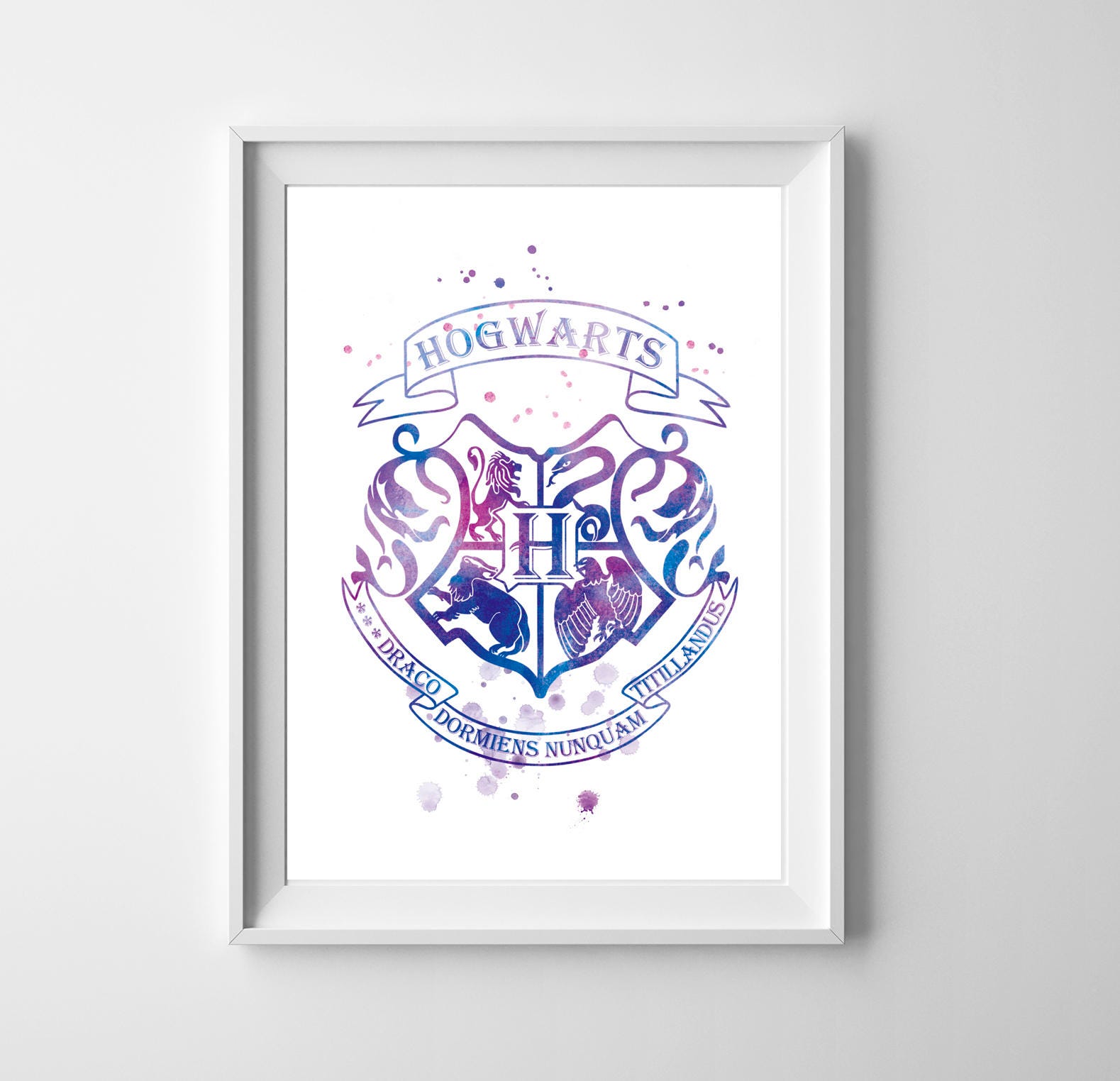 Hogwarts Crest watercolor art Harry Potter Wall art Hogwarts Etsy