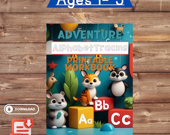Adventure Alphabet Tracing Workbook for Ages 1-5 142 Pages of ABCs, Numbers, Shapes, Colors, More  PDF & PNG Files
