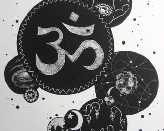 Original Lithograph -- God is a hyperdimensional being / science art / spirituality art / religion art / fine art lithography