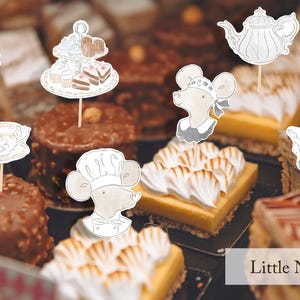 Mice High Tea Dinner Party Cupcake Toppers, niedliche Mädchen Geburtstag Dekor - sofortdownload