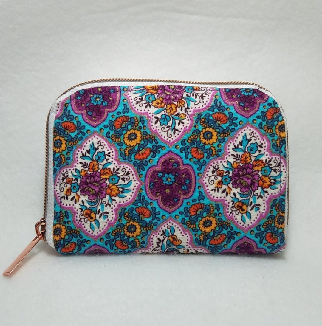 Handmade Paisley Mia Small Zip Around Wallet Etsy