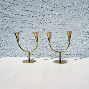 Richard Rohac Mid Century Modern Brass Candleholders - Solid Brass - Made in Austria - RR Vienna - Modern Clean Lines - Brass Candelabra