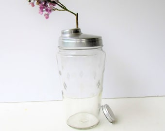 Art Deco Glass Cocktail Shaker: Etched Martini Barware
