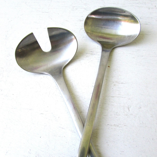 Georg Jensen Salad Servers - New York Pattern - Stainless Steel -