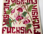 Vintage Finished Fuchsia Floral Needlepoint - Hot Pink White Green and Fuchsia Pink Needlepoint - Fuchsia Flowers - Needlepoint Floral
