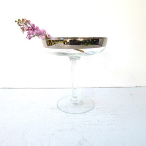 Vintage Silver Banded Compote Dish - Mid Century Candy Dish