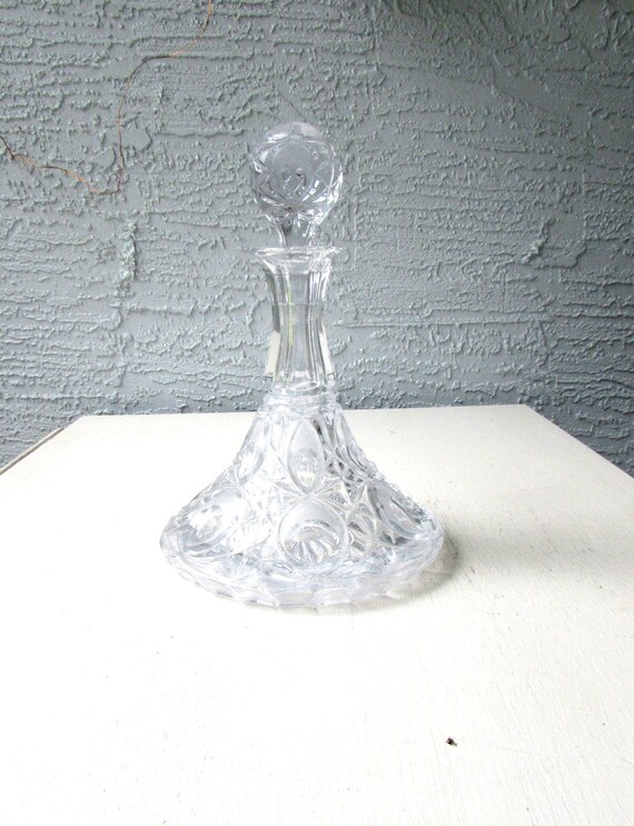 Vintage Pressed Glass Decanter Ships Captain Decanter Pressed