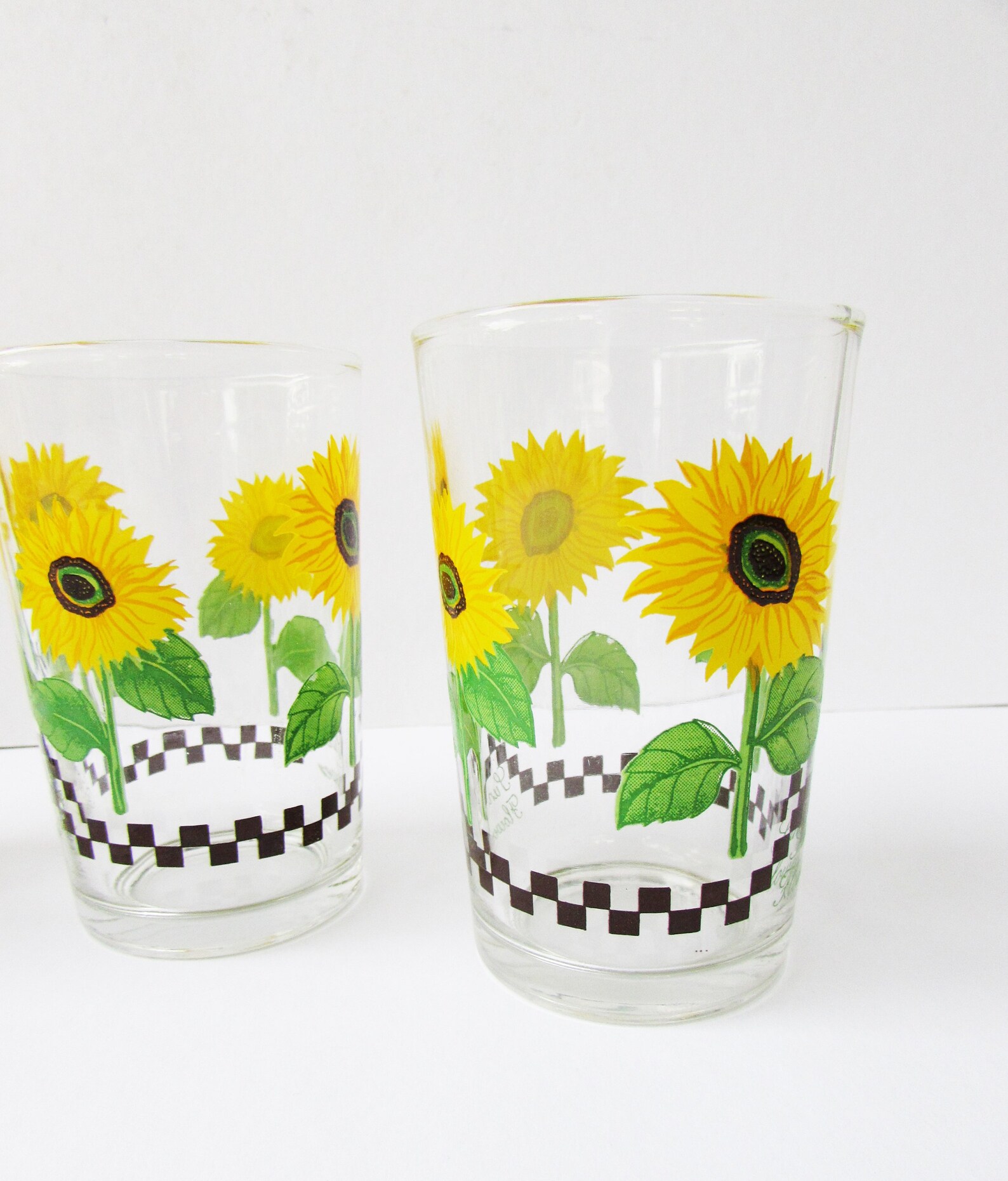 Vintage Sunflower Juice Glasses Mid Century Glassware Etsy