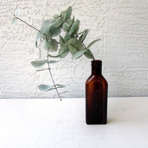 Vintage Brown Glass Bottle - Father Johns Medicine - Chocolate Brown - Brown Glass Bottle Vase -