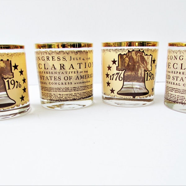Vintage Bi Centennial Glasses - Low Ball Whiskey Glasses - Rocks Cocktail Glasses - Vintage Barware - Vintage Whiskey Glasses -